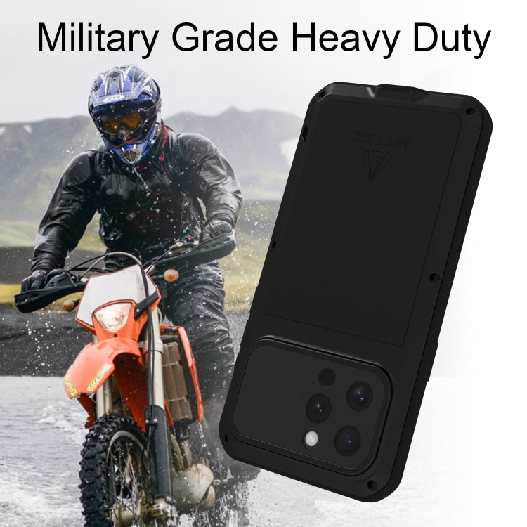 For iPhone 16 Pro Max LOVE MEI Metal Shockproof Life Waterproof Dustproof Phone Case(Silver) - iPhone 16 Pro Max Tempered Glass by LOVE MEI | Online Shopping South Africa | PMC Jewellery | Buy Now Pay Later Mobicred