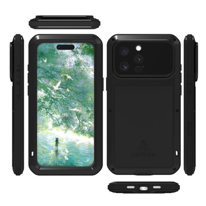 For iPhone 16 Pro LOVE MEI Metal Shockproof Life Waterproof Dustproof Phone Case(Black) - iPhone 16 Pro Cases by LOVE MEI | Online Shopping South Africa | PMC Jewellery | Buy Now Pay Later Mobicred