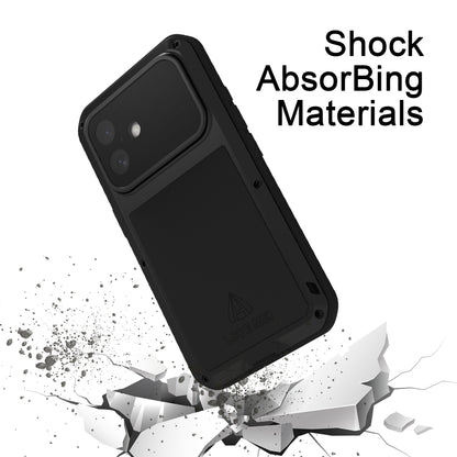 For iPhone 16 LOVE MEI Metal Shockproof Life Waterproof Dustproof Phone Case(Black) - iPhone 16 Cases by LOVE MEI | Online Shopping South Africa | PMC Jewellery | Buy Now Pay Later Mobicred