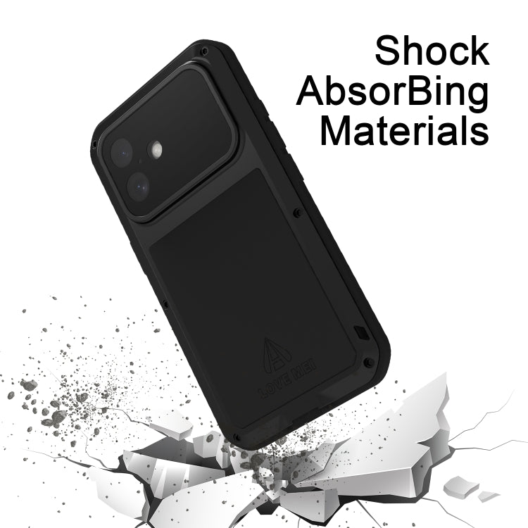 For iPhone 16 LOVE MEI Metal Shockproof Life Waterproof Dustproof Phone Case(Silver) - iPhone 16 Cases by LOVE MEI | Online Shopping South Africa | PMC Jewellery | Buy Now Pay Later Mobicred