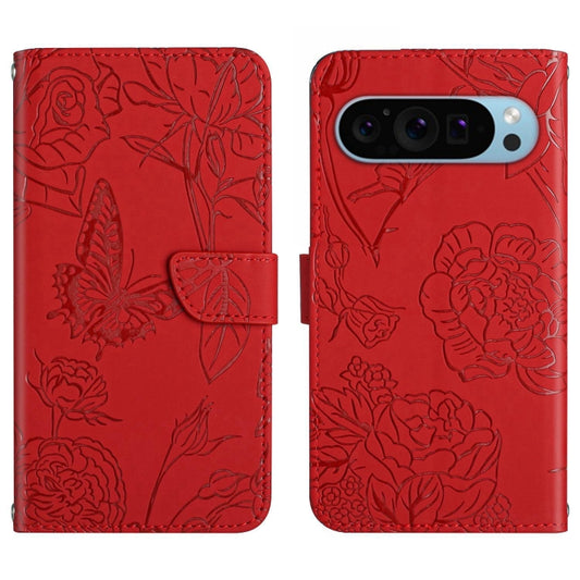 For Google Pixel 9 Pro Skin Feel Butterfly Embossed Flip Leather Phone Case(Red) - Google Cases by PMC Jewellery | Online Shopping South Africa | PMC Jewellery | Buy Now Pay Later Mobicred