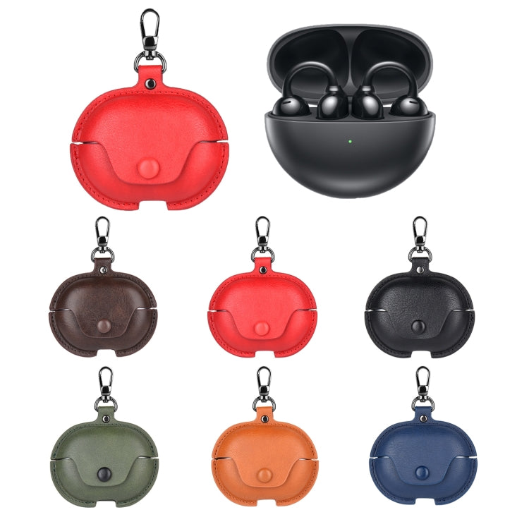 For Huawei FreeClip Business Leather Earphone Protective Case with Hook(Black) - Huawei Earphone Case by PMC TechLife | Online Shopping South Africa | PMC TechLife | Buy Now Pay Later Mobicred