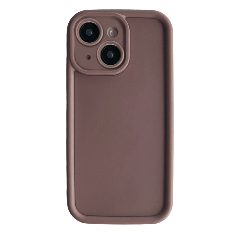 For iPhone 15 Plus Fine Hole Shockproof Frame Frosted TPU Phone Case(Brown) - iPhone 15 Plus Cases by PMC Jewellery | Online Shopping South Africa | PMC Jewellery