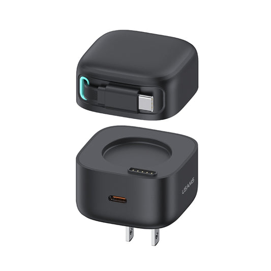 USAMS US-CC203 SMF Series PD35W Dual Type-C Port GaN Fast Charger, US Plug(Black) - USB Charger by USAMS | Online Shopping South Africa | PMC Jewellery | Buy Now Pay Later Mobicred