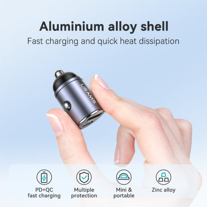 USAMS US-CC206 C38 PD30W USB + Type-C Dual Port Fast Charging Aluminum Alloy Car Charger(Tarnish) - Car Charger by USAMS | Online Shopping South Africa | PMC Jewellery | Buy Now Pay Later Mobicred