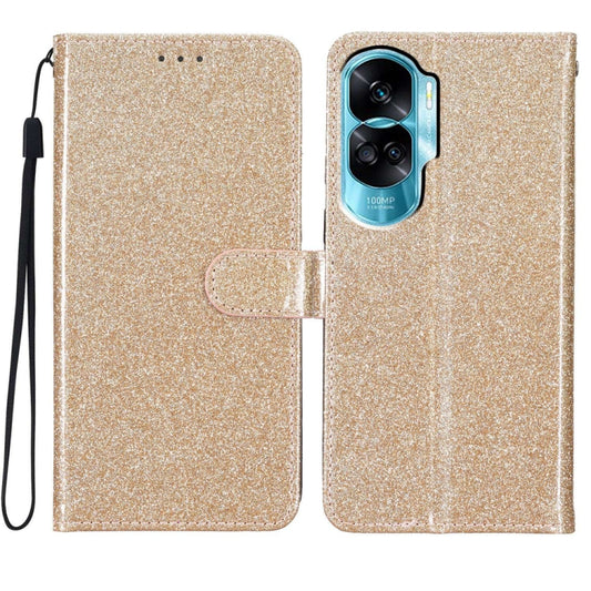 For Honor 90 Lite Glitter Powder Flip Leather Phone Case(Gold) - Honor Cases by PMC Jewellery | Online Shopping South Africa | PMC Jewellery | Buy Now Pay Later Mobicred