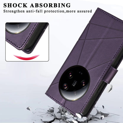 For Xiaomi 13 Ultra PU Genuine Leather Texture Embossed Line Phone Case(Purple) - 13 Ultra Cases by PMC Jewellery | Online Shopping South Africa | PMC Jewellery | Buy Now Pay Later Mobicred