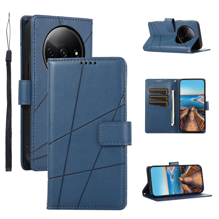 For Xiaomi Redmi A3 PU Genuine Leather Texture Embossed Line Phone Case(Blue) - Xiaomi Cases by PMC Jewellery | Online Shopping South Africa | PMC Jewellery | Buy Now Pay Later Mobicred