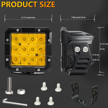 E15 35W / 4000LM / 6000K / DC 9-30V Car 5 inch Square Work Light(Yellow Light) - Work Lights by PMC Jewellery | Online Shopping South Africa | PMC Jewellery