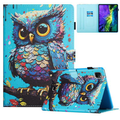 For iPad Pro 11 2024 Colored Drawing Stitching Leather Tablet Smart Case(Owl) - iPad Pro 11 2024 Cases by PMC Jewellery | Online Shopping South Africa | PMC Jewellery | Buy Now Pay Later Mobicred