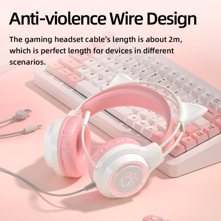 G35 Cute Cat RGB Head-mounted Wired Gaming Earphone(Green) - free shipping - PMC Jewellery - Order now!