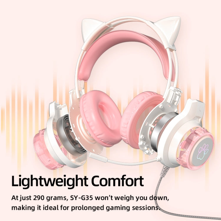 G35 Cute Cat RGB Head-mounted Wired Gaming Earphone(Green) - free shipping - PMC Jewellery - Order now!