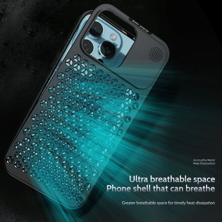 For iPhone 14 Pro Max R-JUST RJ58 Aromatherapy Metal Cooling Phone Case(Silver) - iPhone 14 Pro Max Cases by R-JUST | Online Shopping South Africa | PMC Jewellery