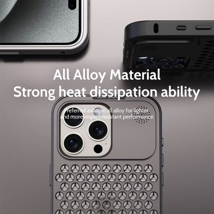 For iPhone 14 Pro Max R-JUST RJ58 Aromatherapy Metal Cooling Phone Case(Black) - iPhone 14 Pro Max Cases by R-JUST | Online Shopping South Africa | PMC Jewellery | Buy Now Pay Later Mobicred