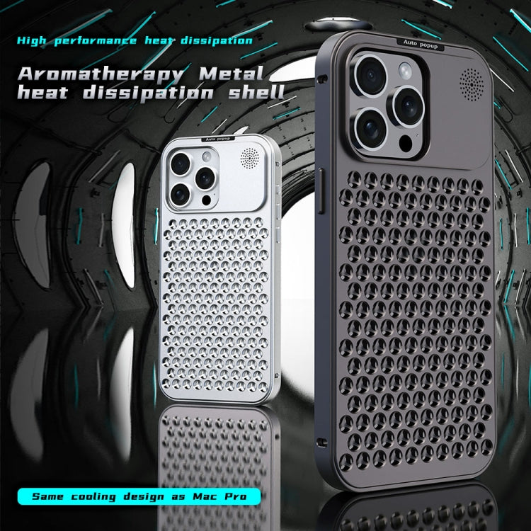 For iPhone 15 Pro Max R-JUST RJ58 Aromatherapy Metal Cooling Phone Case(Black) - iPhone 15 Pro Max Cases by R-JUST | Online Shopping South Africa | PMC Jewellery
