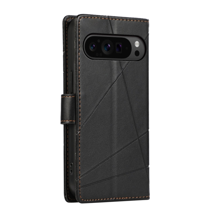 For Google Pixel 9 Pro PU Genuine Leather Texture Embossed Line Phone Case(Black) - Google Cases by PMC Jewellery | Online Shopping South Africa | PMC Jewellery | Buy Now Pay Later Mobicred