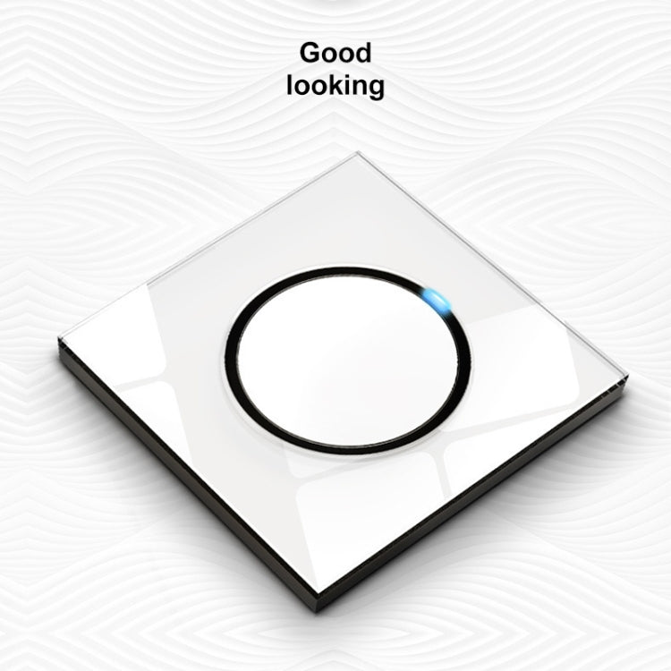 86mm Round LED Tempered Glass Switch Panel, White Round Glass, Style:Two Open Dual Control - Switch by PMC Jewellery | Online Shopping South Africa | PMC Jewellery | Buy Now Pay Later Mobicred