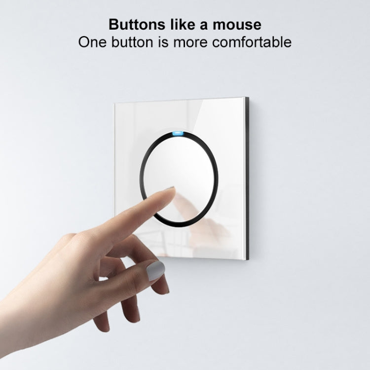 86mm Round LED Tempered Glass Switch Panel, White Round Glass, Style:Computer Socket -  by PMC Jewellery | Online Shopping South Africa | PMC Jewellery | Buy Now Pay Later Mobicred