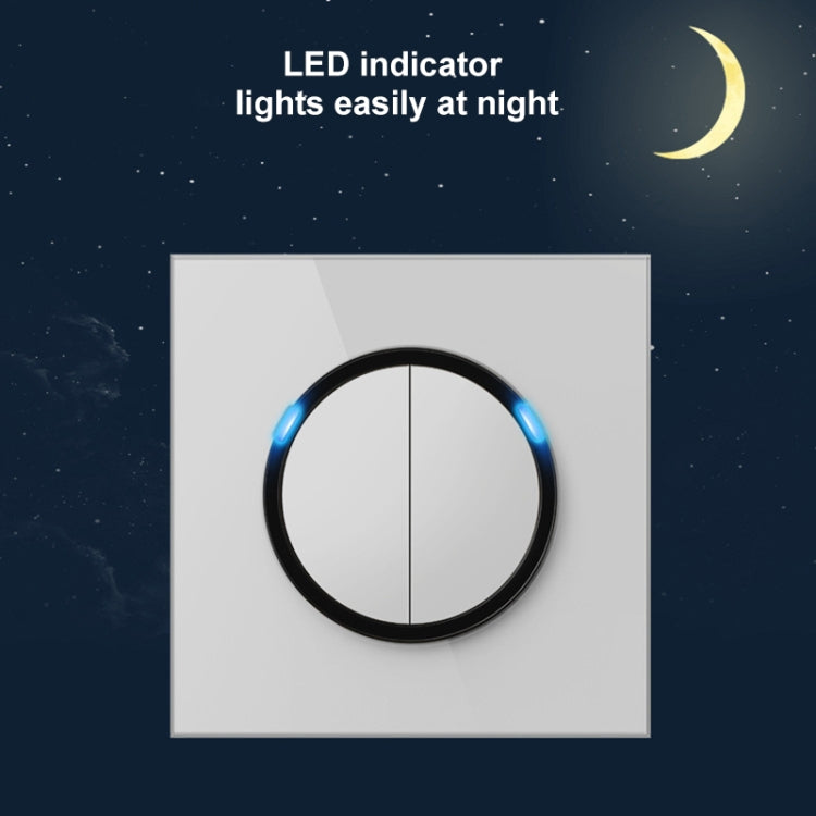 86mm Round LED Tempered Glass Switch Panel, White Round Glass, Style:Computer Socket - Switch by PMC Jewellery | Online Shopping South Africa | PMC Jewellery | Buy Now Pay Later Mobicred