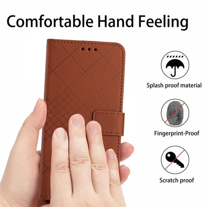 For Motorola Edge 5G 2024 Rhombic Grid Texture Leather Phone Case(Brown) - Motorola Cases by PMC Jewellery | Online Shopping South Africa | PMC Jewellery | Buy Now Pay Later Mobicred