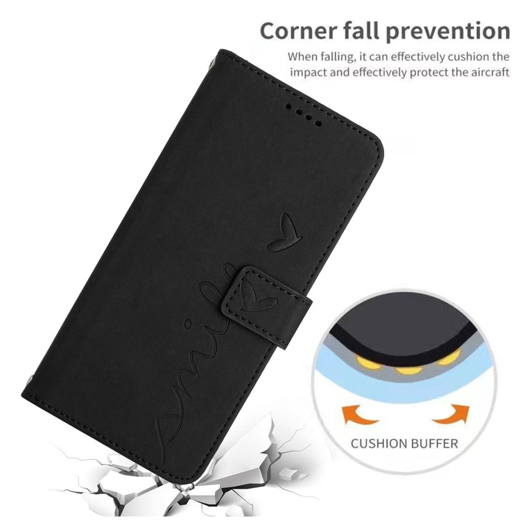 For Xiaomi Redmi K70 / K70 Pro Skin Feel Heart Embossed Leather Phone Case with Long Lanyard(Black) - K70 Pro Cases by PMC Jewellery | Online Shopping South Africa | PMC Jewellery | Buy Now Pay Later Mobicred