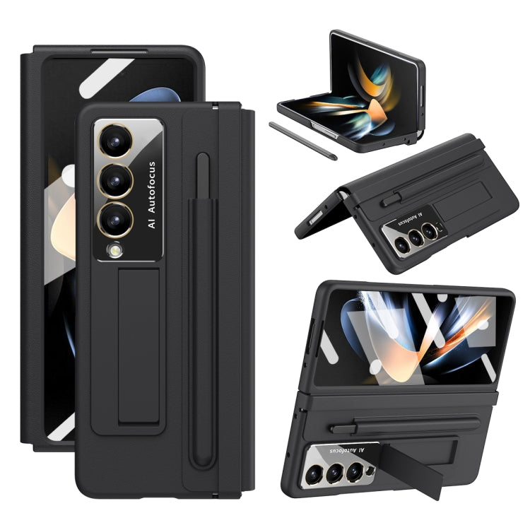 For Samsung Galaxy Z Fold4 PU + PC Full Coverage Phone Case with Pen/Pen Slots(Black) - Galaxy Z Fold4 5G Cases by PMC TechLife | Online Shopping South Africa | PMC TechLife