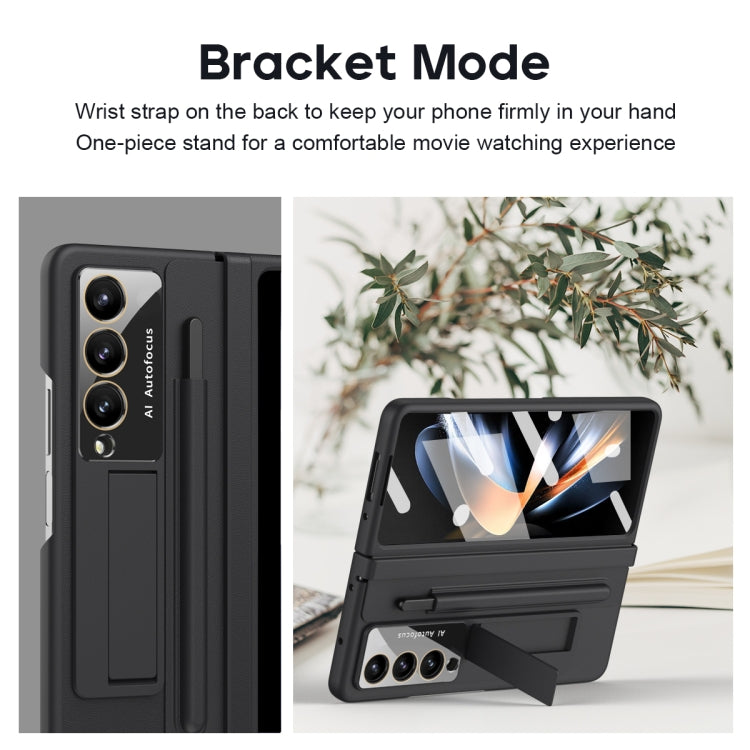 For Samsung Galaxy Z Fold4 PU + PC Full Coverage Phone Case with Pen/Pen Slots(Black) - Galaxy Z Fold4 5G Cases by PMC TechLife | Online Shopping South Africa | PMC TechLife