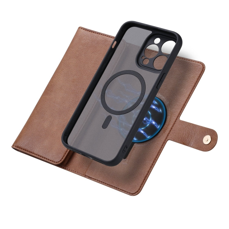 For iPhone 15 Plus ViLi GV Series MagSafe Magnetic Zipper Leather Phone Case(Brown) - iPhone 15 Plus Cases by ViLi | Online Shopping South Africa | PMC Jewellery | Buy Now Pay Later Mobicred