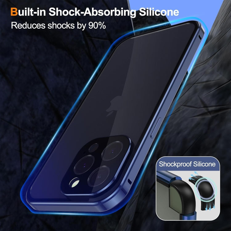 For iPhone 15 Anti-peeping Magnetic Double-sided Tempered Glass Phone Case(Blue) - iPhone 15 Cases by PMC TechLife | Online Shopping South Africa | PMC TechLife