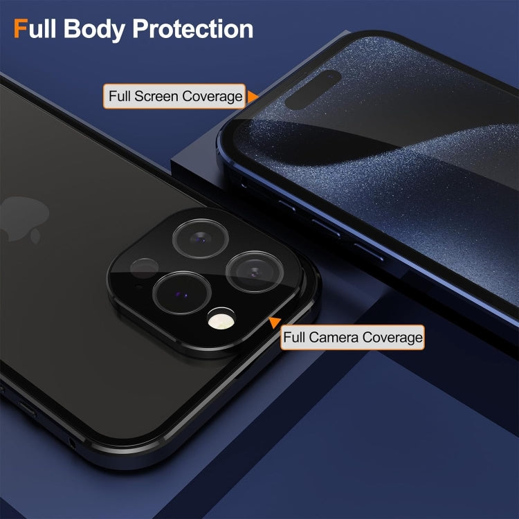 For iPhone 16 Anti-peeping Magnetic Double-sided Tempered Glass Phone Case(Black) - iPhone 16 Cases by PMC Jewellery | Online Shopping South Africa | PMC Jewellery | Buy Now Pay Later Mobicred