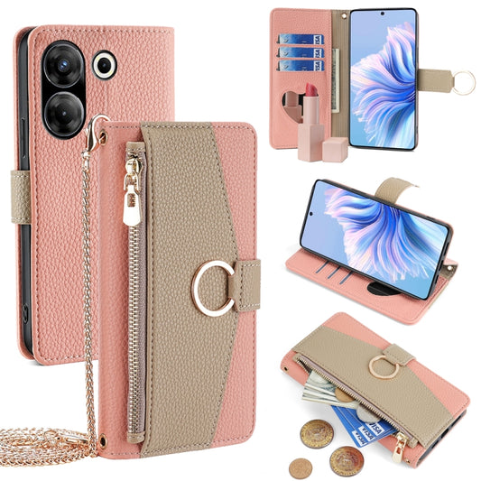 For Tecno Camon 20 Pro 5G Crossbody Litchi Texture Leather Phone Case(Pink) - Tecno Cases by PMC Jewellery | Online Shopping South Africa | PMC Jewellery | Buy Now Pay Later Mobicred