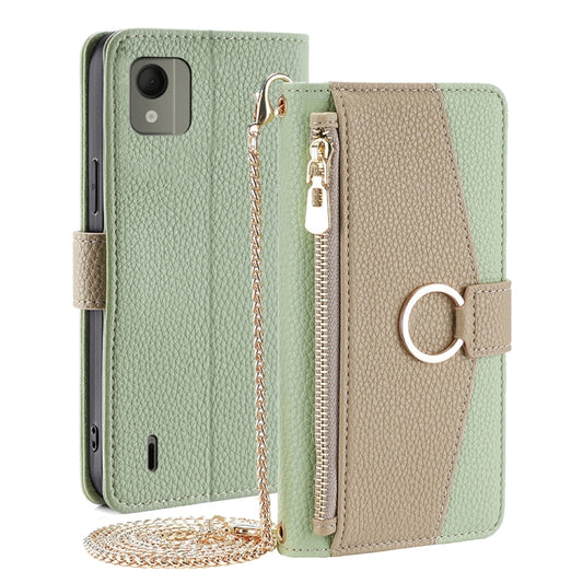 For Nokia C110 4G Crossbody Litchi Texture Leather Phone Case(Green) - Nokia Cases by PMC Jewellery | Online Shopping South Africa | PMC Jewellery | Buy Now Pay Later Mobicred