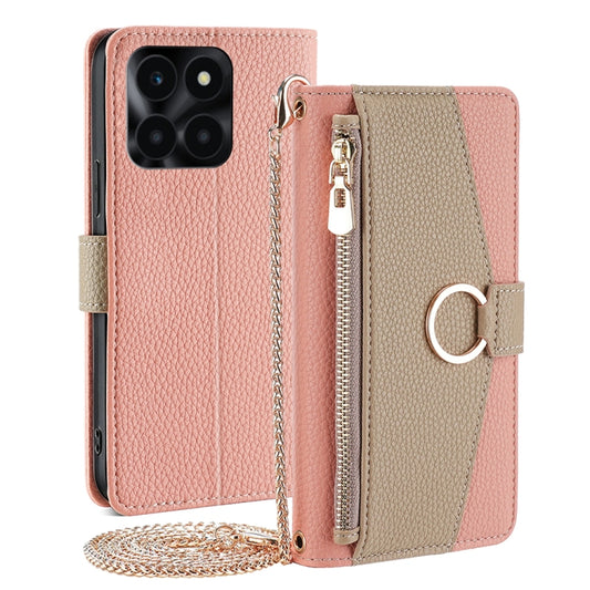 For Honor X6a 4G Crossbody Litchi Texture Leather Phone Case(Pink) - Honor Cases by PMC Jewellery | Online Shopping South Africa | PMC Jewellery | Buy Now Pay Later Mobicred