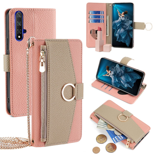 For Honor 20 Crossbody Litchi Texture Leather Phone Case(Pink) - Honor Cases by PMC Jewellery | Online Shopping South Africa | PMC Jewellery | Buy Now Pay Later Mobicred