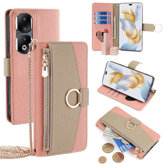 For Honor 90 Pro 5G Crossbody Litchi Texture Leather Phone Case(Pink) - Honor Cases by PMC Jewellery | Online Shopping South Africa | PMC Jewellery | Buy Now Pay Later Mobicred