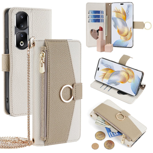 For Honor 90 Pro 5G Crossbody Litchi Texture Leather Phone Case(White) - Honor Cases by PMC Jewellery | Online Shopping South Africa | PMC Jewellery | Buy Now Pay Later Mobicred