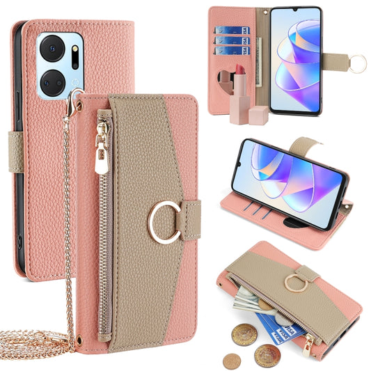 For Honor X7a Crossbody Litchi Texture Leather Phone Case(Pink) - Honor Cases by PMC Jewellery | Online Shopping South Africa | PMC Jewellery | Buy Now Pay Later Mobicred