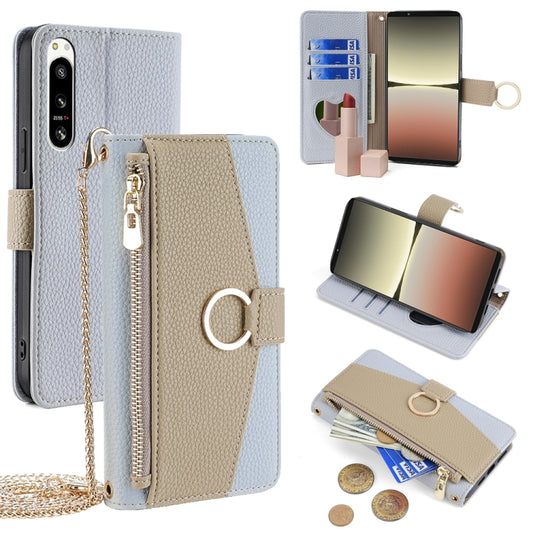 For Sony Xperia 5 IV Crossbody Litchi Texture Leather Phone Case(Blue) - Sony Cases by PMC Jewellery | Online Shopping South Africa | PMC Jewellery | Buy Now Pay Later Mobicred