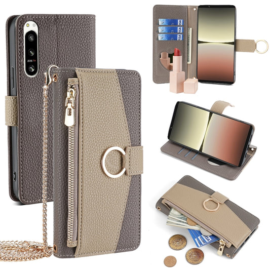 For Sony Xperia 5 IV Crossbody Litchi Texture Leather Phone Case(Grey) - Sony Cases by PMC Jewellery | Online Shopping South Africa | PMC Jewellery | Buy Now Pay Later Mobicred