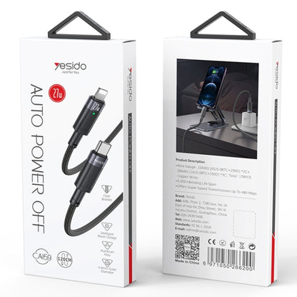 YESIDO CA159 1.2m 27W USB-C / Type-C to 8 Pin Auto Power-off Charging Cable(Black) - 2 in 1 Cable by Yesido | Online Shopping South Africa | PMC Jewellery | Buy Now Pay Later Mobicred