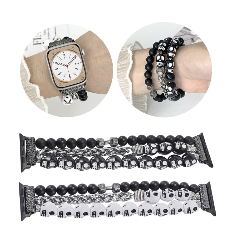 For Apple Watch 38mm Skull Beaded Watch Band(White) - Watch Bands by PMC TechLife | Online Shopping South Africa | PMC TechLife