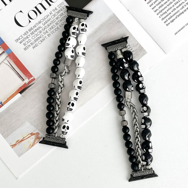 For Apple Watch Series 3 42mm Skull Beaded Watch Band(Black) - Watch Bands by PMC TechLife | Online Shopping South Africa | PMC TechLife