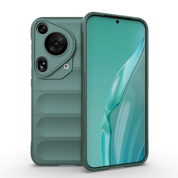 For Huawei Pura 70 Ultra Magic Shield TPU + Flannel Phone Case(Dark Green) - Huawei Cases by PMC Jewellery | Online Shopping South Africa | PMC Jewellery | Buy Now Pay Later Mobicred