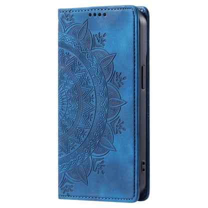 For iPhone 16 Pro Max Totem Embossed Magnetic Leather Phone Case(Blue) - iPhone 16 Pro Max Cases by PMC Jewellery | Online Shopping South Africa | PMC Jewellery | Buy Now Pay Later Mobicred