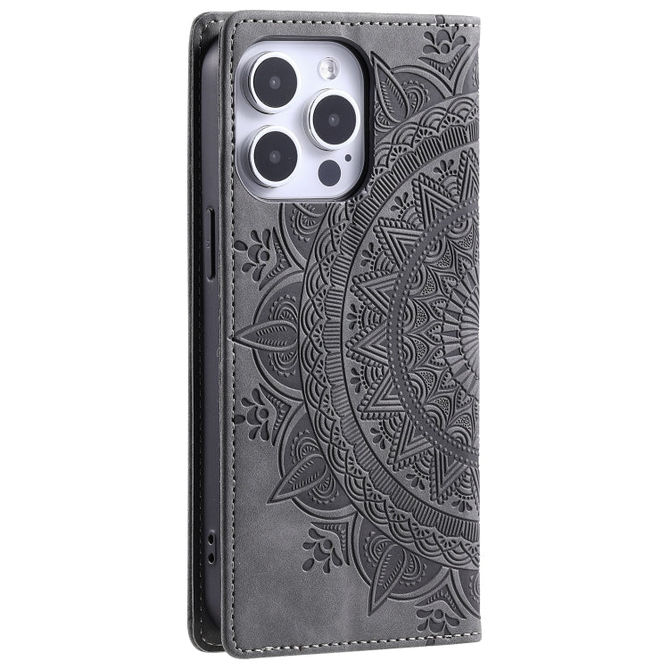 For iPhone 16 Pro Max Totem Embossed Magnetic Leather Phone Case(Grey) - free shipping - PMC TechLife - Order now!