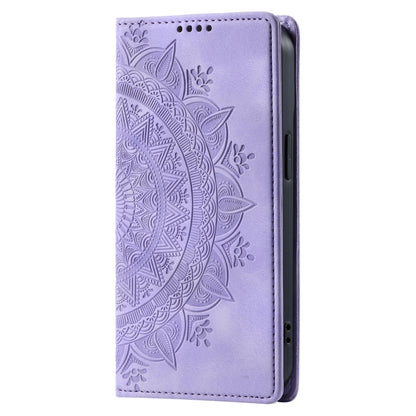 For iPhone 16 Plus Totem Embossed Magnetic Leather Phone Case(Purple) - iPhone 16 Plus Cases by PMC Jewellery | Online Shopping South Africa | PMC Jewellery | Buy Now Pay Later Mobicred