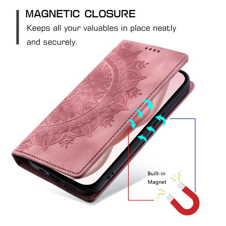 For iPhone 16 Totem Embossed Magnetic Leather Phone Case(Rose Gold) - iPhone 16 Cases by PMC Jewellery | Online Shopping South Africa | PMC Jewellery | Buy Now Pay Later Mobicred