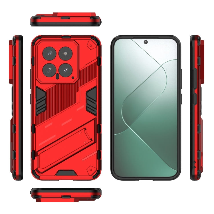 For Xiaomi 14 5G Punk Armor 2 in 1 PC + TPU Phone Case with Holder(Red) - 14 Cases by PMC Jewellery | Online Shopping South Africa | PMC Jewellery | Buy Now Pay Later Mobicred