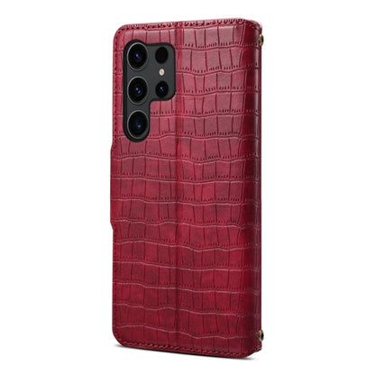 For Samsung Galaxy S24+ 5G Denior Crocodile Texture Oil Edge Leather Phone Case(Rose Red) - Galaxy S24+ 5G Cases by Denior | Online Shopping South Africa | PMC Jewellery | Buy Now Pay Later Mobicred