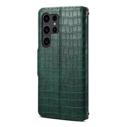 For Samsung Galaxy S24+ 5G Denior Crocodile Texture Oil Edge Leather Phone Case(Green) - Galaxy S24+ 5G Cases by Denior | Online Shopping South Africa | PMC Jewellery | Buy Now Pay Later Mobicred